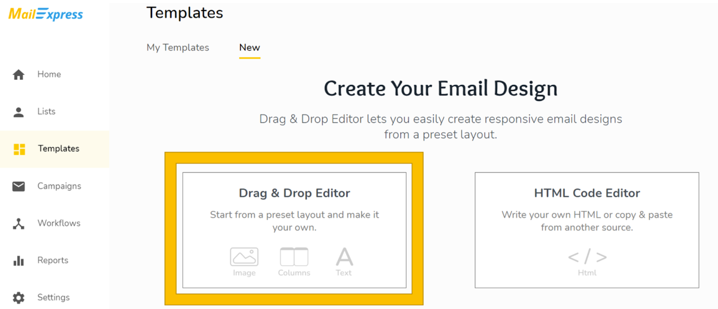 Drag Drop Editor MailExpress